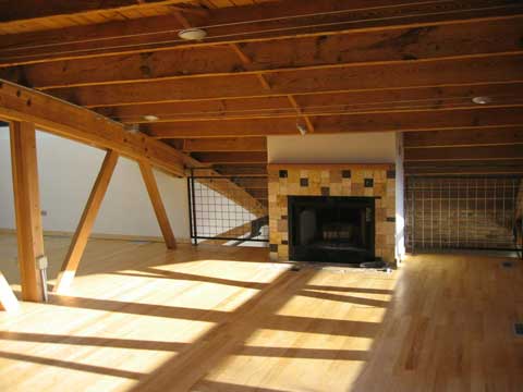 Strange Lofts fireplace Evanston